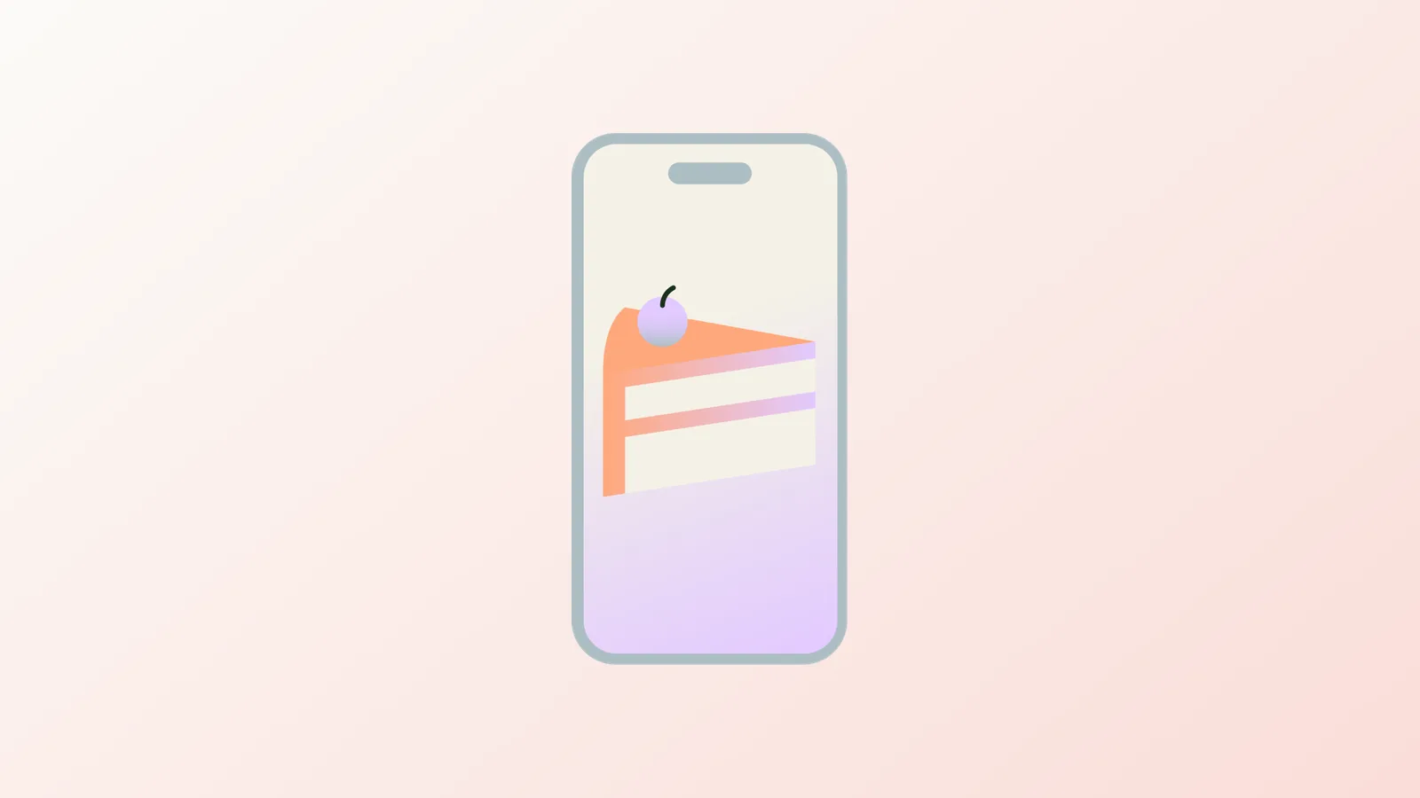 Ilustracja: telefon z kawałkiem ciasta